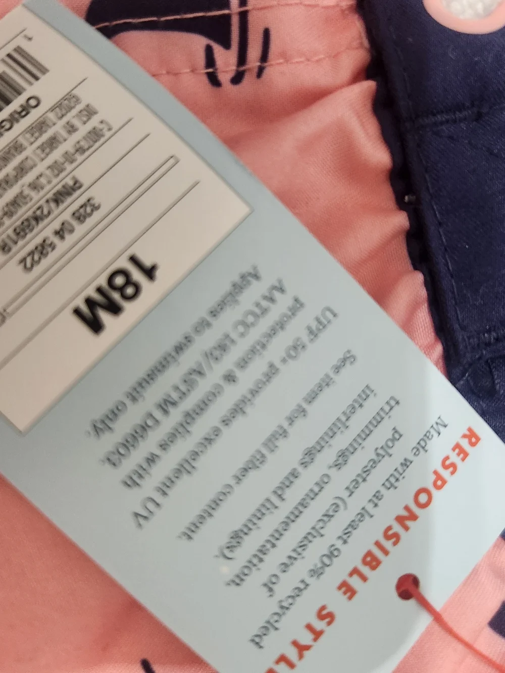 Kids Pink Swim Shorts with Navy Whale Print 18mth